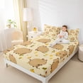 thumbnail image 4 of Erosebridal Funny Capybara Queen Sheet Sets for Kid, Yellow Floral Bed Set, 4-Piece, 4 of 5