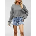 thumbnail image 4 of Women'S Sweater Fall Crew Neck Batwing Sleeve Pullover Sweaters Gray S, 4 of 7
