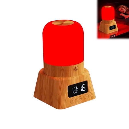 Red Light Therapy Sleep Lamp, 670nm Red & Amber Light Desk Lamp, Touch Dimmable for Bedroom Night Reading