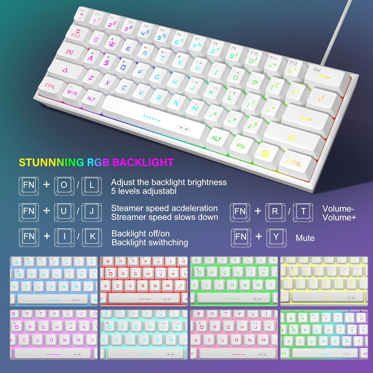 MageGee Mini 60% Gaming Keyboard with RGB photo 5