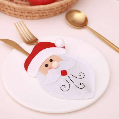 

Christmas Decorations Dinnerware Sets 2Pc Xmas Decor Tableware Set Bag Holder Christmas Dinner Table Layout Supplies