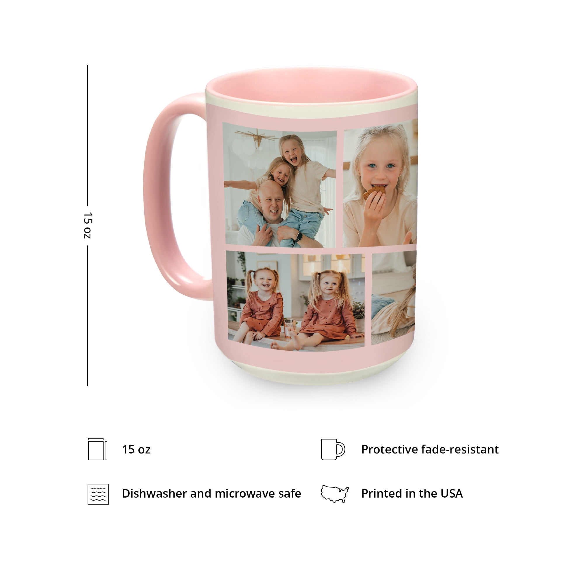 Personalized 15 oz Pink Barbie Mug, Heart Friends