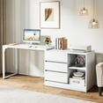 thumbnail image 4 of Tribesigns L-Shaped Computer Desk with Drawers and Shelves, Reversible White Corner Office Desk with Storage Cabinet, Modern Study Writing Table for Home Office, Bedroom, 4 of 5