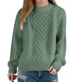 thumbnail image 5 of ManxiVoo Women Oversized Cable Knit Chunky Sweater Long Sleeve Crewneck Pullover Top for Fall Winter Fashion M Size Green, 5 of 6
