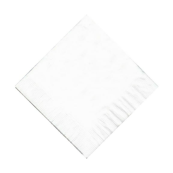 600 -  (12 Pks of 50) 2 Ply Plain Solid Colors Beverage Cocktail Napkins Paper - White
