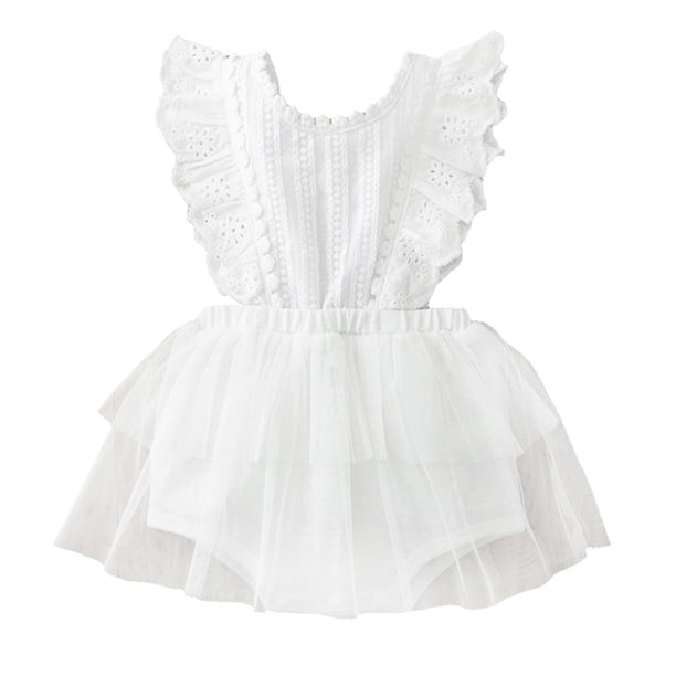 Baby Girl Lace Dress, Princess Dress Tulle White Party Wedding Summer