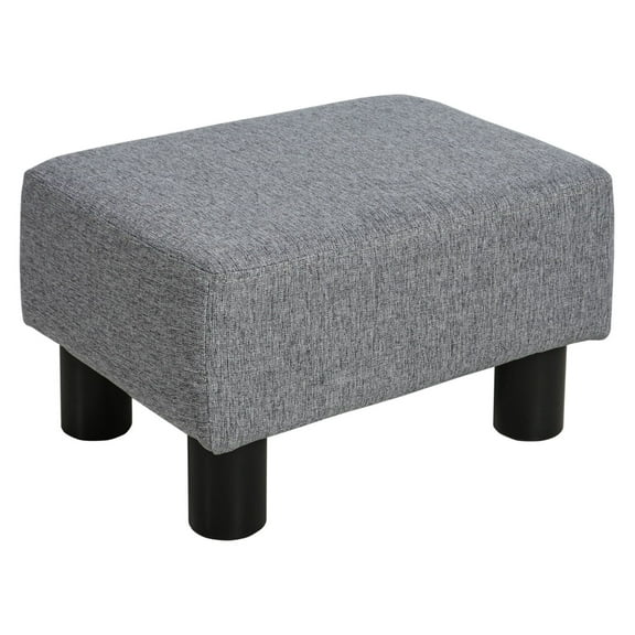 COCOKUN 16 Inch Ottoman Cube, Versatile Accent Footrest and Pouf with Gray Linen Fabric, for Seating and Decor in Living Room, Bedroom