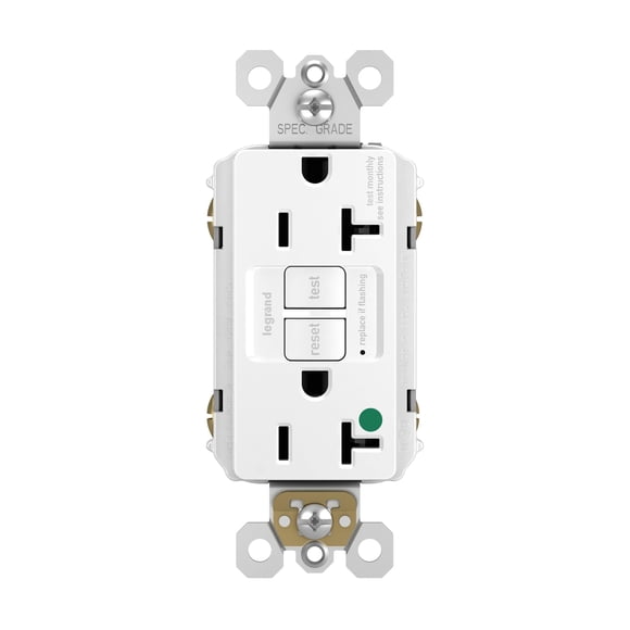 Legrand radiant 2097HGW 20 Amp Hospital Grade GFCI Self Test Decorator Duplex Outlet, White (1 Count)