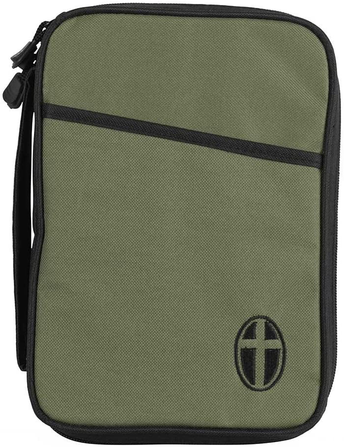 Small Black Cross Textured Reinforced Polyester Bible Cover Case with Handle