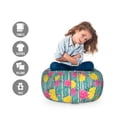 thumbnail image 2 of Flower Storage Toy Bag Chair, Retro Repetitive Pattern with Pink and Yellow Tone Roses on Striped Backdrop, Stuffed Animal Organizer Washable Bag, Large Size, Multicolor, by Ambesonne, 2 of 3