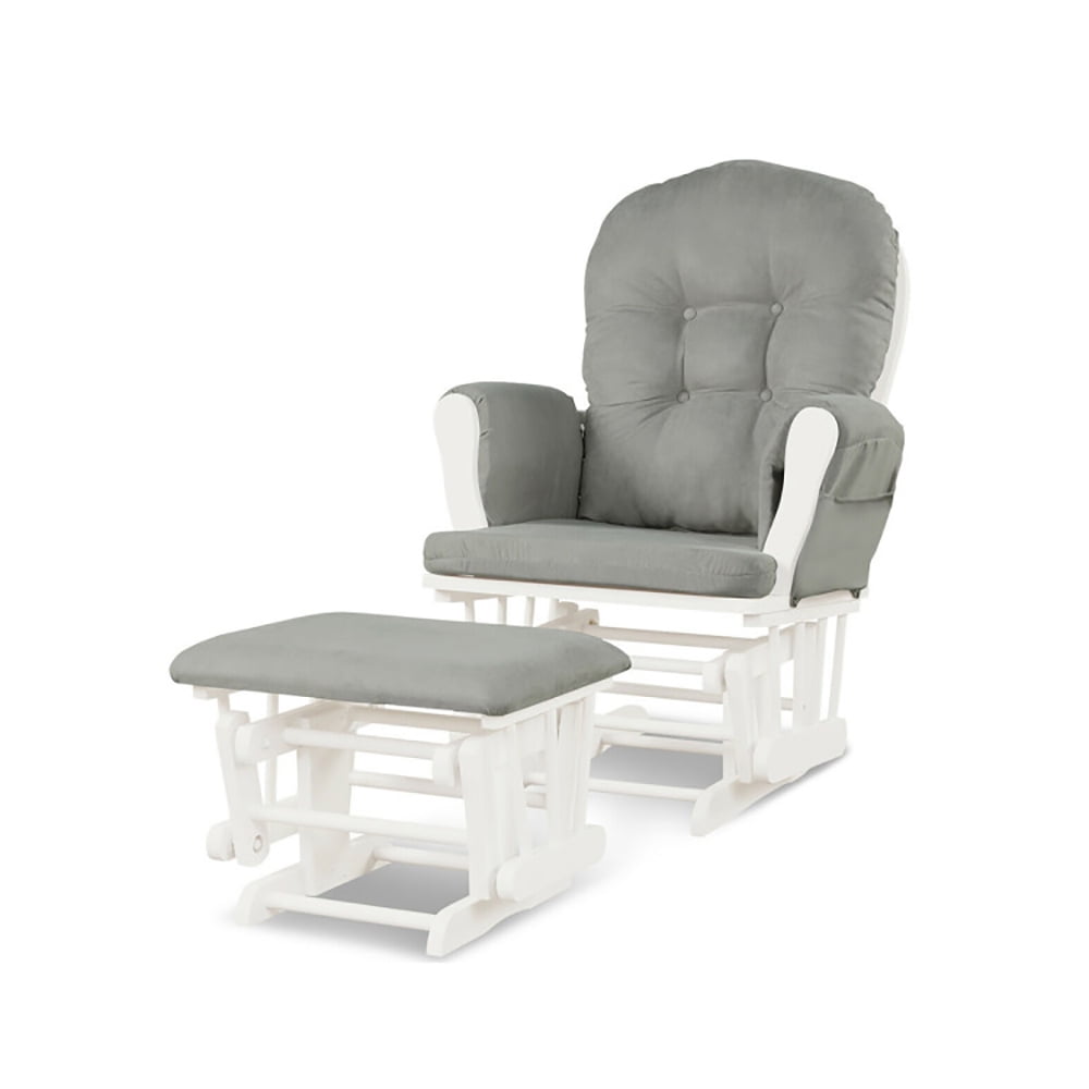 Finihen Glider and Ottoman Cushion Set, Wooden Rocking Nursery Chair with Cushioned Armrests Detachable Cushion, Upholstered Glider with Nursing Ottoman, for Napping, Nursing, Reading, Light Gray Finihen Glider and Ottoman Cushion Set, Wooden Rocking Nursery Chair with Cushioned Armrests Detachable Cushion, Upholstered Glider with Nursing Ottoman, for Napping, Nursing, Reading, Light Gray