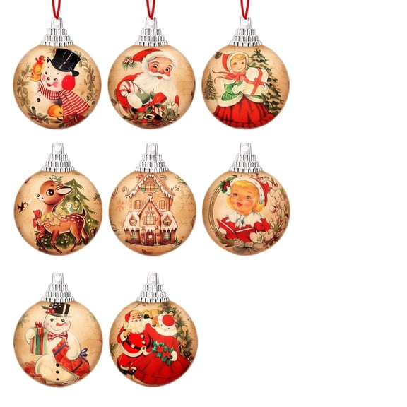 24-Pack Vintage Santa Claus Christmas Tree Ornaments Set, Retro Holiday Decor