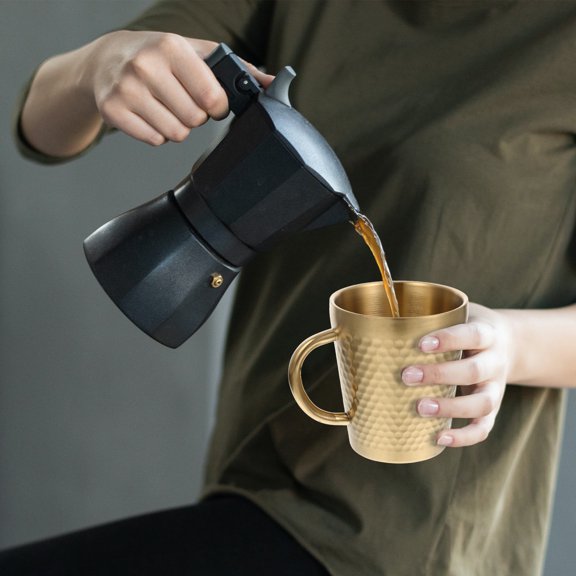 PAMINGONO Coffee Mug Golden 1Pack 3.73X3.14X2.36in Stainless Steel