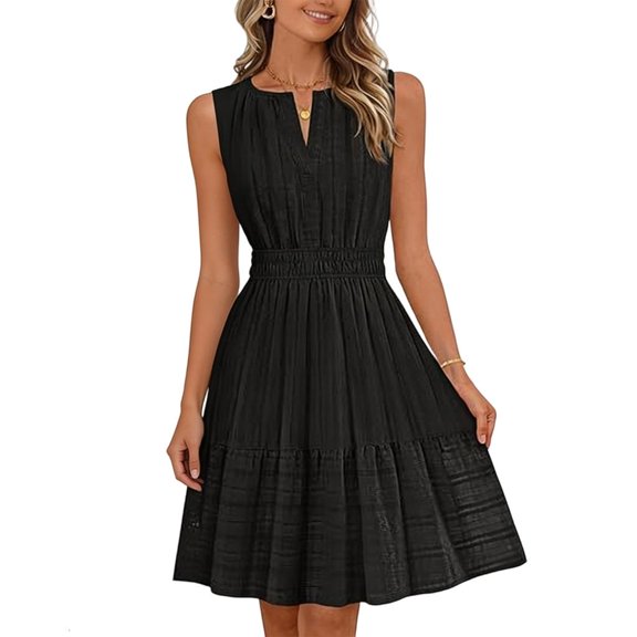Summer Dress 2026 A-Line Flows Dresses Sleeveless Casual Sundresses with Pockets