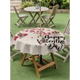 thumbnail image 3 of Outdoor Tablecloth with Umbrella Hole and Zipper, Happy Valentines Day Round Table Cloth 60 Inch Waterproof Tablecloth, Red Love Branches Spring Beige Picnic Table Cover for Patio Camping, 3 of 7