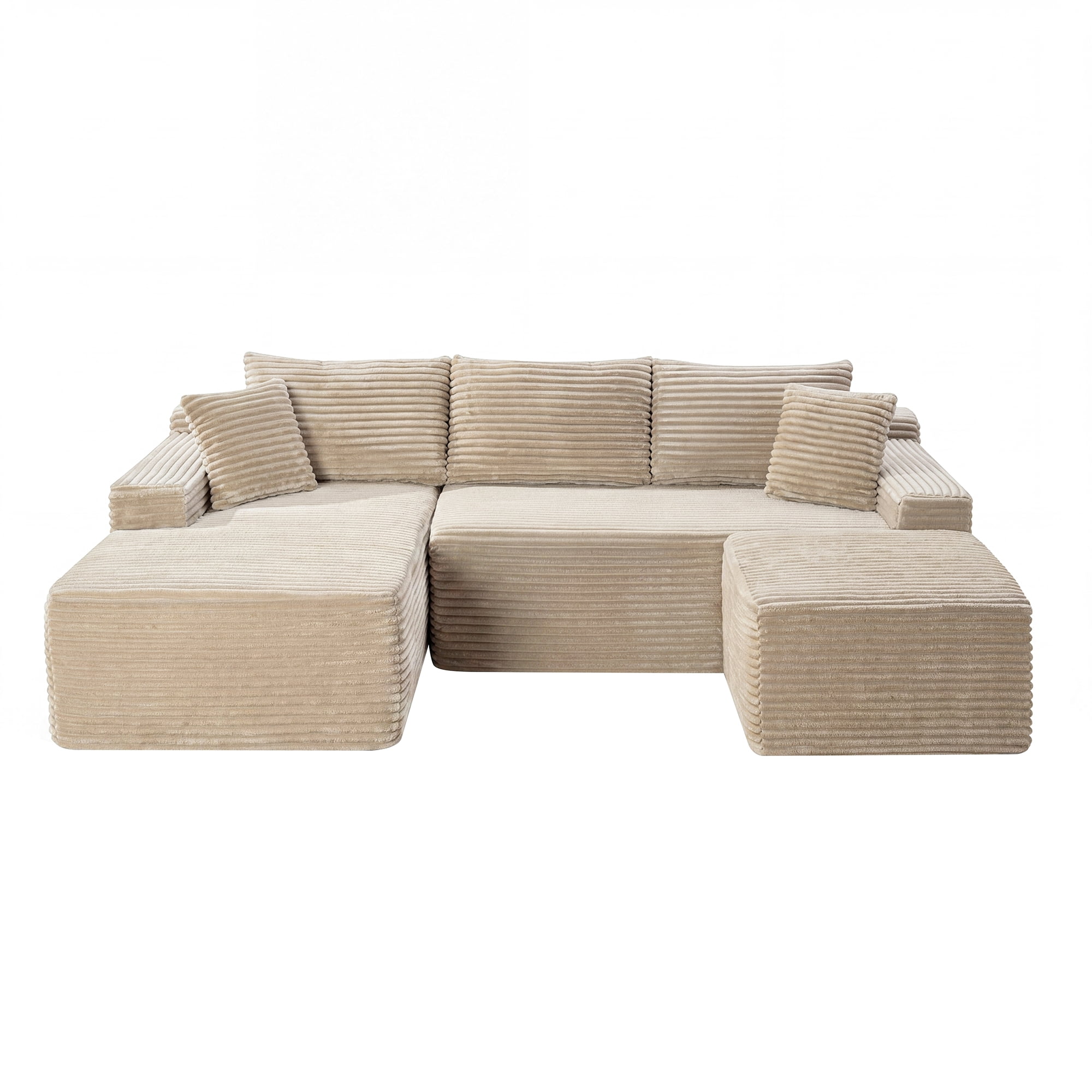 Leumius 106" Sectional Sofa Couch with Deep Seat,U-Shaped Cloud Modular Sleeper Couches for Living Room,Bedroom,Apartment,No Assembly Required,Camel-Left