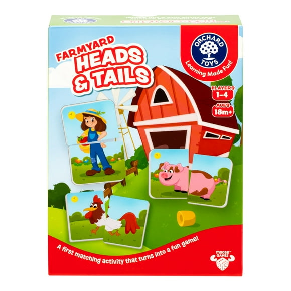 Orchard Toys Farmyard Heads & Tails Game - Nuevo arte Una primera actividad de combinación que se convierte en un juego divertido 24 tarjetas gruesas actualizadas Edad 18 meses 1-4 jugadores