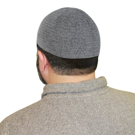 Cool I Hat - Hijaz Cool Gray One Size Fits Most Velvet Cotton Stretchable Kufi Hat Mens Prayer Cap
