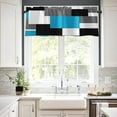 thumbnail image 6 of 2 Pack Valances Window Treatments, Blue and Black Geometry Abstract Blackout Drapes Adjustable Curtain for Windows Living Room Kitchen Over Sink, 18x52 Inch Rod Pocket Valances, 6 of 6