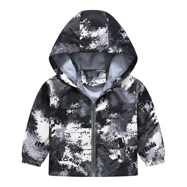 JDQJBZ Veste d'Automne et d'Hiver pour Garçons et Filles, Veste à Capuche pour Garçons, Manteau de Mode Décontracté pour Garçons, Veste à Manches Longues Imprimée