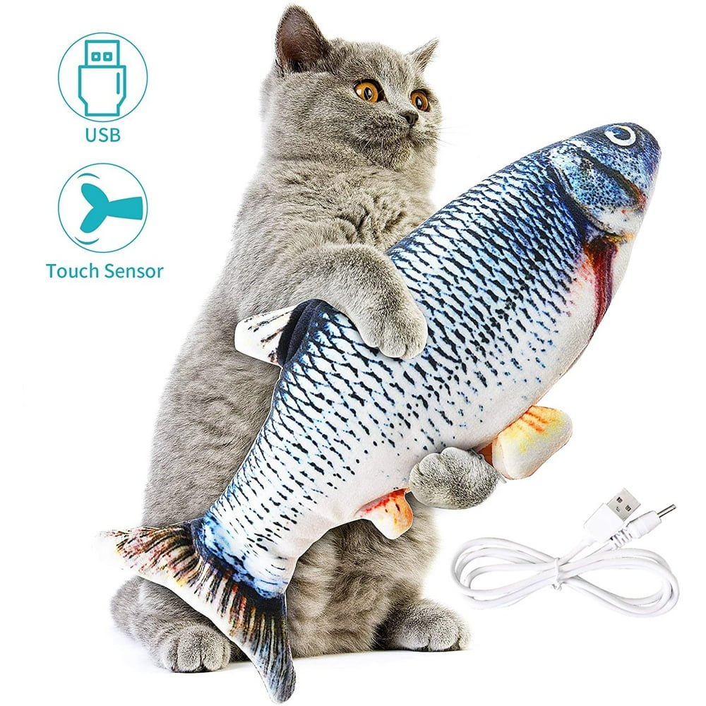 1 Pack Realistic Moving Cat Kicker Fish Toy,Flopping Fish Cat Toy,Plush