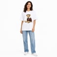 thumbnail image 2 of Women Oversized Cotton T‑Shirt, Watercolor Vintage Aviator Pilot Teddy Bear Leather Jacket Goggle Retro Drop‑Shoulder Casual Tee, 2 of 9