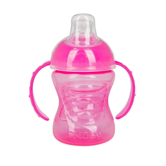 Nuby No-Spill Grip N' Sip Pink Soft Spout Sippy Cup, 8 fl oz