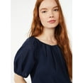 thumbnail image 3 of Free Assembly Women's Pleated Blouson Top with Short Sleeves, 3 of 5