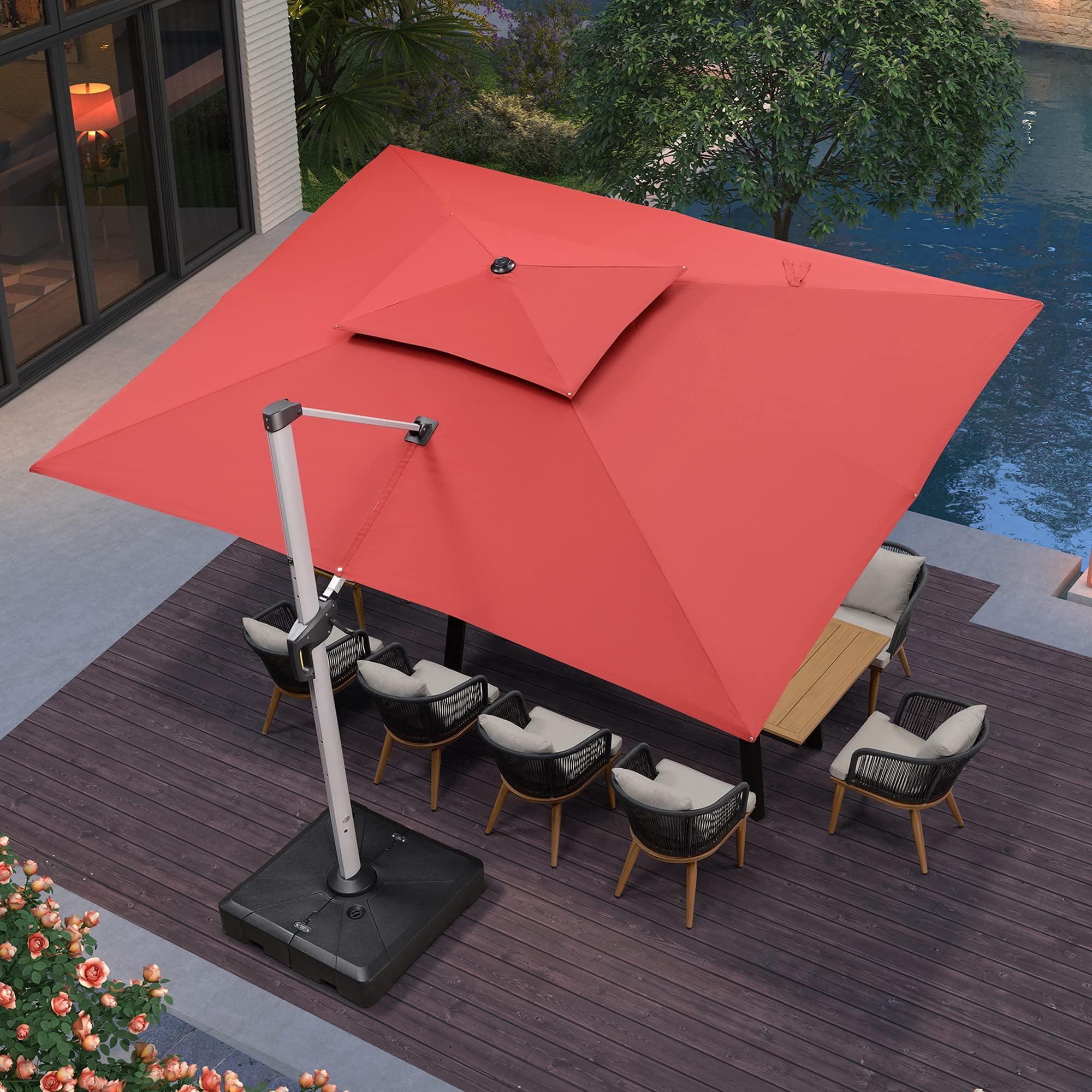 10' X 13' Patio Umbrella Outdoor Rectangle Umbrella Large Cantilever