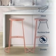 thumbnail image 4 of Hula 28.75" Modern Designer Iron Curved Backless Bar Stool, Pink Frame, 4 of 9