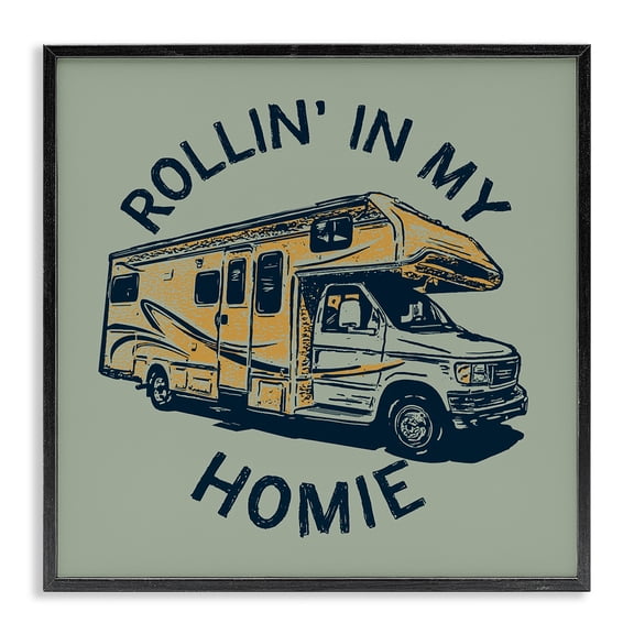 Stupell Industries Eclectic Rollin' In My Homie Black Framed Giclee Art, 12 x 12, by Jedco Brands Inc.