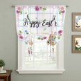 thumbnail image 2 of Easter Rabbits Tie Up Curtains 45 Inches Long, Kitchen Window Curtains Over Sink, Cute Bunny Faisy Leaf Eggs Spring Colorful Plaid Small Window Curtains Balloon Curtains Valances for Bedroom 34"x45", 2 of 8