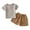 Coffee, variant on Baby Boy Outfits Child Summer Short Sleeve Solid Color Button Down Short Sleeve T Shirt and Shorts Thin Cute 2PCS SetSize 18-24 M