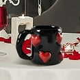 thumbnail image 5 of 3D Heart-Shaped Coffee Cup Pink Love Ceramic Cup 17 Oz Valentine'S Day Couples Mark'S Cute Hand Embossed Macro Anniversary Wedding Wedding Gifts (1,Black), 5 of 7
