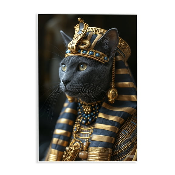 Stupell Industries Egyptian Pharaoh Cat Novelty Painting Unframed Art Print Wall Art, 10 x 15