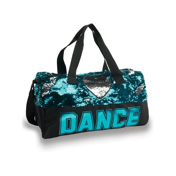 Danshuz Black Turquoise Sequin Dance Heart Bag Purse