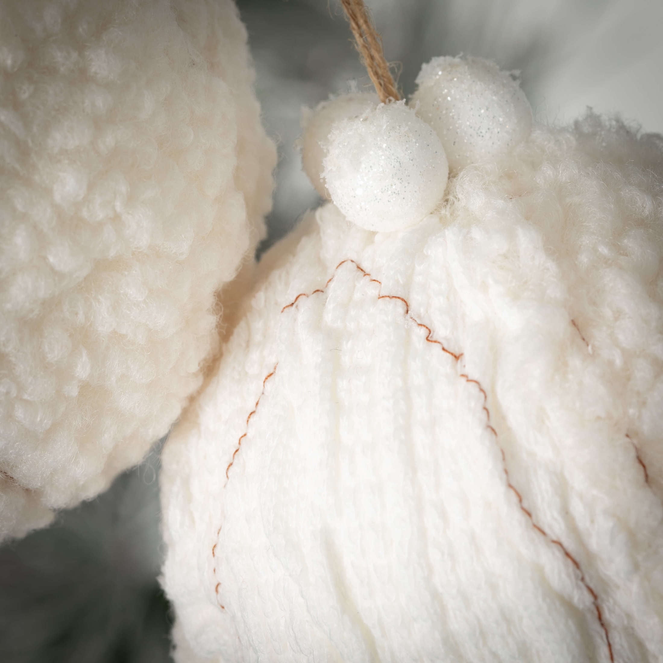 4.75"H Sullivans Cream Sherpa Ball Christmas Ornament Set of 2