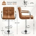 thumbnail image 5 of Yaheetech PU Leather Bar Stools with Armrests and Footrest, Set of 4, Retro Brown, 5 of 7
