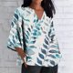 thumbnail image 1 of Xuyuer Women's 3/4 Length Sleeve Tops V Neck Casual Vacation Loose Fit S-5XL Ruffle Cuffs Shirts Dressy Flowy Tunic Tops Hawaiian Shirts Summer Floral Printed Shirt Casual Soft Tunic Tops, 1 of 5