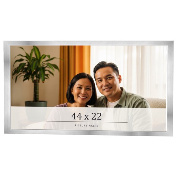 44x22 Frame Silver Real Wood Picture Frame Width 0.75 inches | Interior Frame Depth 0.5 inches |