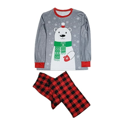 

Christmas Parent-Child Pajamas Long-Sleeved Round Neck Sleepwear Loose Casual Home Clothes Set 3XL Gray Dad