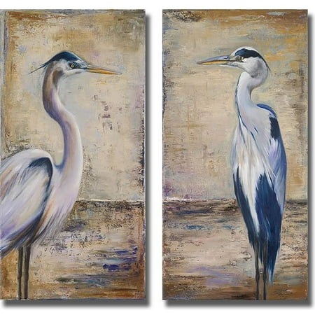 Blue Stretched Canvas Wall Art (Artistic Home Gallery 1224679S Blue Heron I & II by Patricia Pinto Premium Stretched Canvas Wall Art Set - 2)