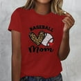 thumbnail image 2 of WREESH Women's Baseball Heart T-Shirts Short Sleeve Round Neck Graphic Tops Wine, 2 of 4