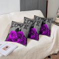 thumbnail image 4 of Purple Rose Throw Pillow Covers 22x22 inch set of 2 Purple Black Romantic Floral Cushion Cases Women Valentine'S Day Flower Square Pillow Cases Retro Rustic Farmhouse Rose Cushion Covers, 4 of 6