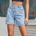 thumbnail image 7 of Women's Summer Casual High Rise Denim Shorts Frayed Raw Hem Ripped Sexy Jeans Shorts Trendy Basic Denim Shorts, 7 of 7