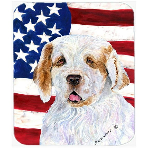Carolines Treasures  USA American Flag With Clumber Spaniel Mouse Pad