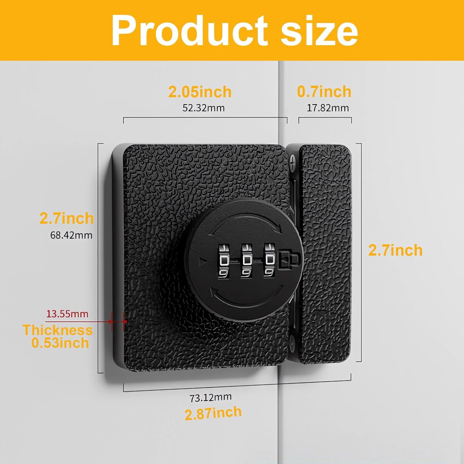 ABCISI 1 Pack Closet Door Lock - Bifold Door Lock 3-Digit Keyless Combination Cabinet Lock - Anti-Pry Double Door Locks for Swinging Sliding Cupboard Pantry Barn Shed Drawer, Black