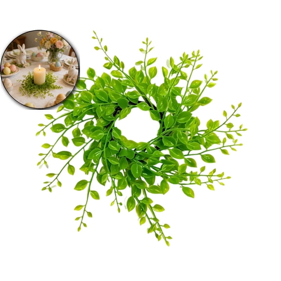 Easter Small Candle Ring Wreath Mini Pillar Candle Holder Wreath Artificial Berries Spring Wreath for Home Kitchen Front Door Window Porch Wall Table Cnterpieces Decor