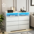 thumbnail image 3 of Vastcury Modern 51" 6 Drawer Double Dresser with LED Light, Wood Storage Cabinet Chests of Drawers for Living Room, White, 3 of 10