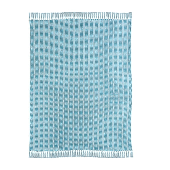 Ox Bay And Evette Rios Maui Blue Geometric Striped Adult Cotton Throw Blanket, 50" x 60"